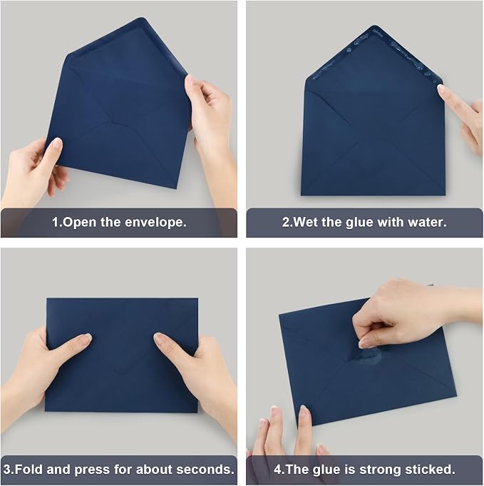 200 Pack A7 Envelopes, Navy Blue Greeting Card Envelopes Self Seal, 5.24 x 7.24 in Envelopes for Birthday Graduation Baby Shower Wedding Invitation Cards