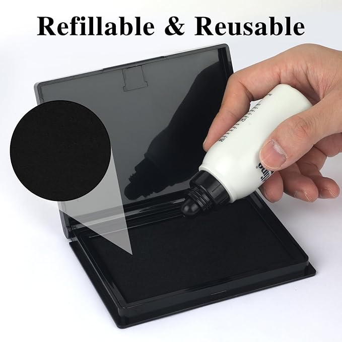 Black Stamp Pad, 4 x 2.5 Inch Ink Pad for Stamps, All-Purpose Felt Pad | Quick-Dry & Reusable, Works with Rubber, Wooden, Metal Stamps, Large Premium Quality Stamp Ink Pad for Office and Crafting