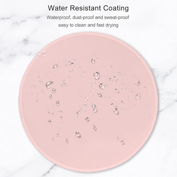 Hsurbtra Mouse Pad, Premium-Textured Small Round Mousepad 8.7 x 8.7 Inch Pink, Stitched Edge Anti-Slip Waterproof Rubber Pretty Cute Computer Mat for Office Home Gaming Laptop Men Women Kids