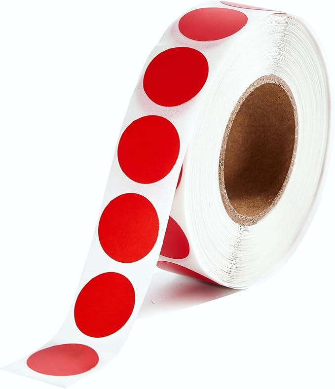 1000 Pcs Round Stickers 1/2 Inch Color Circle Dot Stickers Small Code Labels for Office Shop Yard Sale Home Classroom Marking (Red, 1000 Pcs)