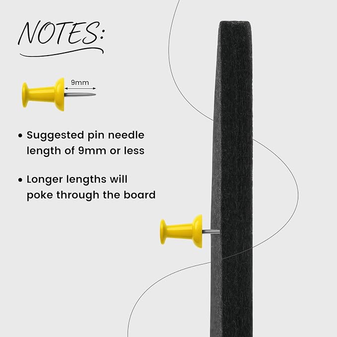 Arched Felt Bulletin Board (Black), 35"x24" Large Wall Decor | 6 Pcs Self-Adhesive Tiles with Push Pins, Felt Cork Board Alternative for Home Office Classroom Decor