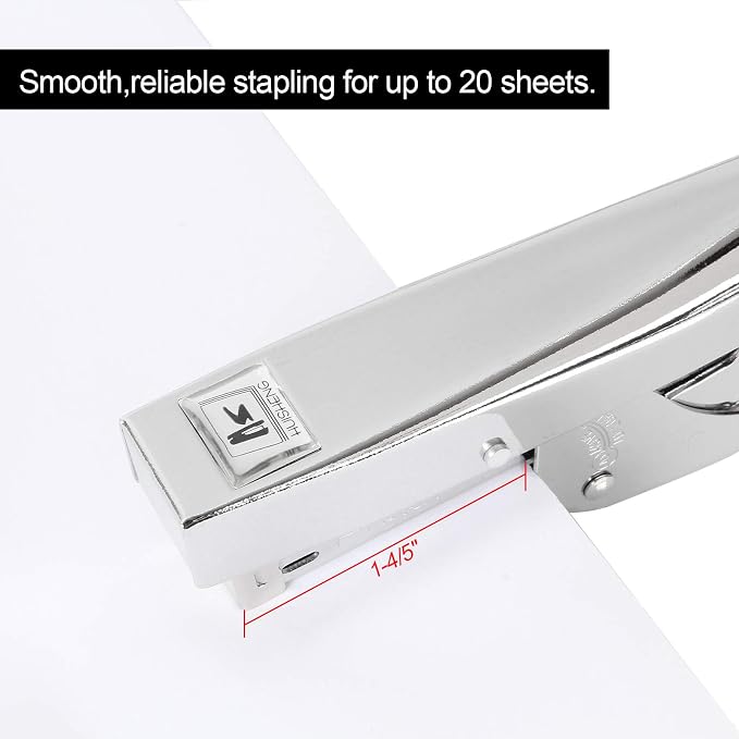 2 Pack Heavy Duty Office Stapler, 20 Sheets Capacity, 4000 Staples, No-Jam, Fast Reload, Silver, Classic