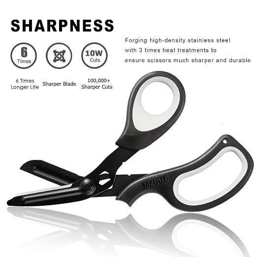 MEUUT All Purpose Scissors 8 Inch 3 Pack utility scissor for Heavy Duty Use | Fluorine Non-stick Coating, Milled Serrations, Stainless Steel Blades, TPE Soft Grip, for Office Craft Kitchen Medical Garden