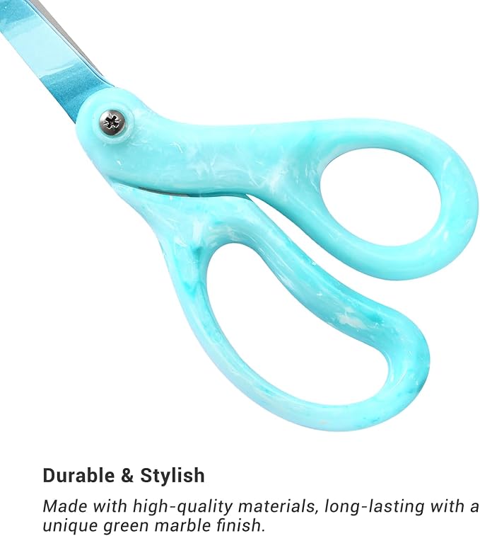 LIVINGO Fabric Scissors 8" All Purpose Shears Gradient Green | Heavy Duty Stainless Steel Blade, Smooth Grip Handle, Ribbon Fabric Paper Cutting, Sewing Craft Home Use