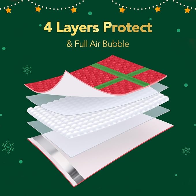 Fuxury Bubble Mailers 6x10" Christmas Padded Envelopes 25 Pack Usable Size 6x9" Thick Mailing Envelopes Bubble Opaque Padded Mailers Shipping Bags for Mailing Jewelry Makeup Small Business #0 Red