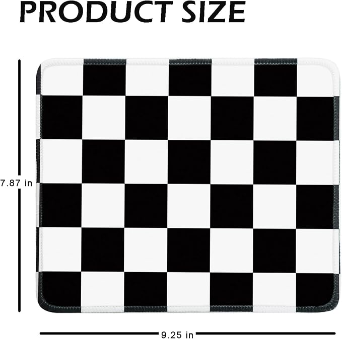 Mouse Pad for Desk with Stitched Edge, Premium Cute Washable Mouse Pads. Computer Mousepad with Non-Slip Rubber Base, Mousepads for Laptop, 9.25x7.75x0.12 inch (Checker Grid)