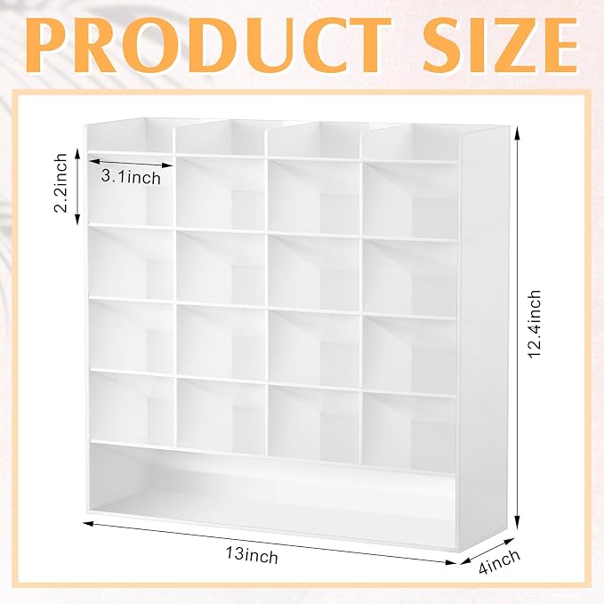 MotiMind Acrylic Pen Organizer Storage for 250 Markers Vertical Marker Organizer Acrylic Pen Display Holder for Office Desk Desktop Stationery Pencil Storage, White, 13 x 4 x 12.4 Inch