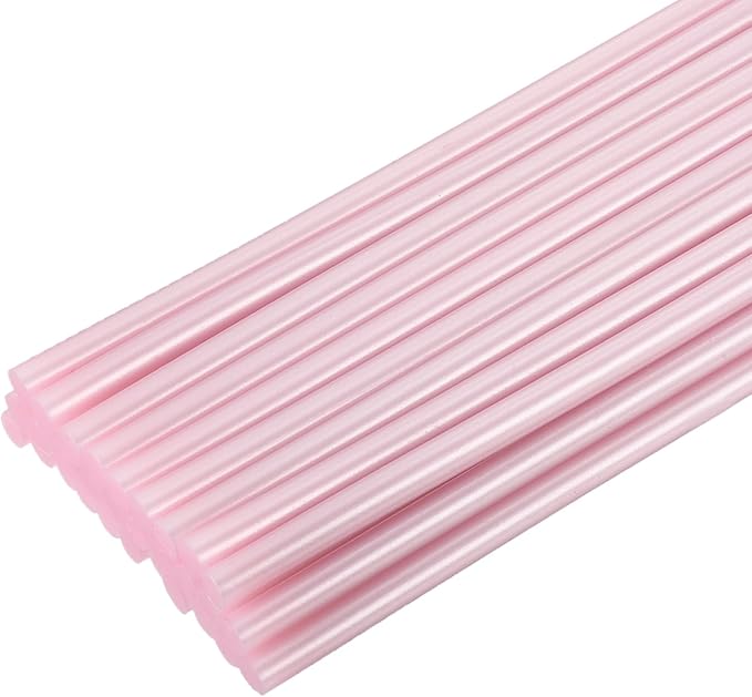 uxcell 30pcs Full Size Hot Glue Gun Sticks 8-inch x 0.27-inch High Sticky Small Hot Glue Sticks for Glue Gun, Metallic Pink