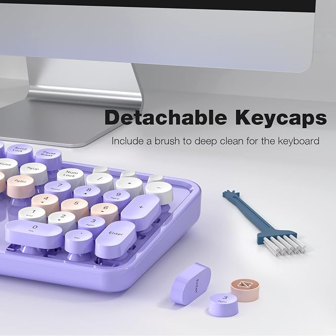 KNOWSQT Wireless Keyboard and Mouse Combo Purple - 2.4G Colorful Typewriter Less Noise Full-Size Keyboards - USB Receiver Plug and Play, for Computer, PC, Laptop, Desktop, Windows, Mac