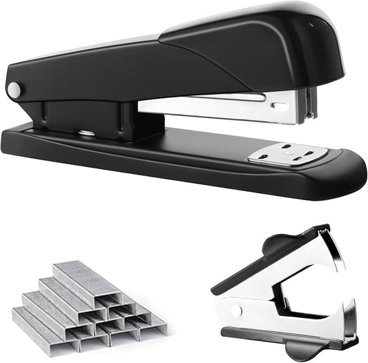 Black Modern Office Stapler, 25 Sheet Capacity, Automatic, Includes 1000 Staples and Staple Remover