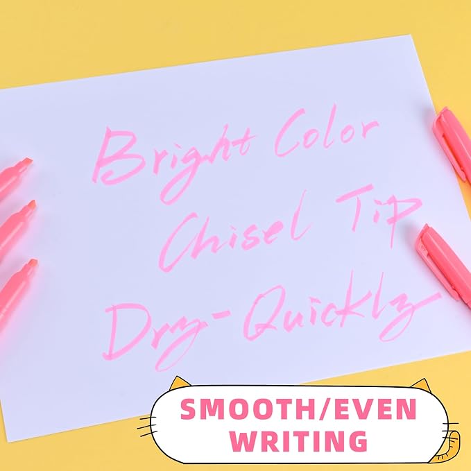 Pink Highlighter 18 Count, Chisel Tip Highlighters Bulk, Dry Quickly, Perfect for Students Adults Highlighting, Organizing, Coloring in Classroom, School, Office