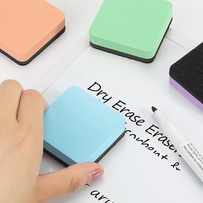 MaxGear Magnetic Dry Erase Erasers, 36 Pack Whiteboard Eraser Macaron Color | Mini Whiteboard Cleaning Pads with Strong Magnetic Backing, 2" x 2" for Classroom, School, Office and Home, Teacher Supplies