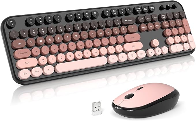 MOFII Wireless Keyboard and Mouse Combo,2.4G Typewriter Keyboard Quiet Mice | Retro Full Size Computer Keyboards, Cute Mouse, USB Dongle Plug and Play, for PC,Laptop,Desktop,Windows (Blackberry Gradient)