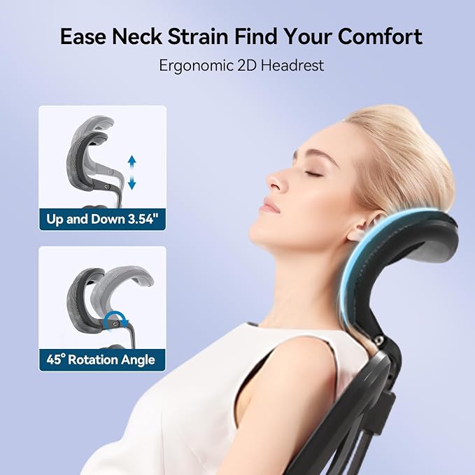 SIHOO M57 Ergonomic Mesh Office Chair, High Back Home Desk Chair with 3D Armrests, Lumbar Support and Adjustable Headrest, Comfortable Computer Chair, Hold 330 LBS-2 Packs-Grey