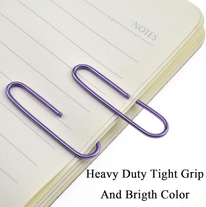 HAHIYO Paper Clips Large 2 inches Length Purple Paperclips Vinyl Coated Prevent Scratching Tearing The Pages Sturdy for Bookmark Organize Home Office School 80 Pack