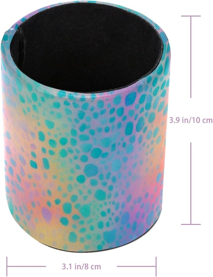 Leather Pen Holder for Desk, Leopard Print Pencil Cup Pen Organizer Makeup Brush Holder for Office Home Kids Countertop Desk Accessory Storage