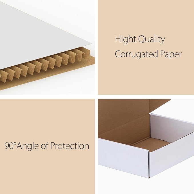 RLAVBL 10 Pack 7x5x2 Small Shipping Boxes, White Corrugated Cardboard Box for Packing, Mailing, Business