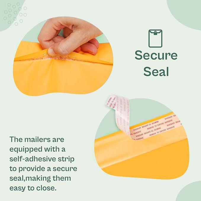 PSBM #2 100 PCS 8.5 x 12 Inch Kraft Bubble Mailers, Yellow Padded Envelopes, Self-Sealing Peel-Off Strip, Ideal for Shipping CD, DVD, Jewelry, Photos, Magazine, Books, Clothes and More