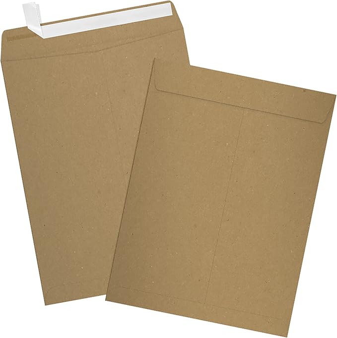 LUXPaper 9 x 12 Open End Envelopes | Peel & Press | Grocery Bag Brown | 70lb. Text | 50 Qty