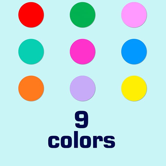 1620 Pcs Colored Dot Stickers,3/4 Inch Multicolor Round Color Coding Labels | Circle Dots Sticker 9 Assorted Colors Colorful Coding Label Sticker for Office, Classroom Decor, Papers Etc
