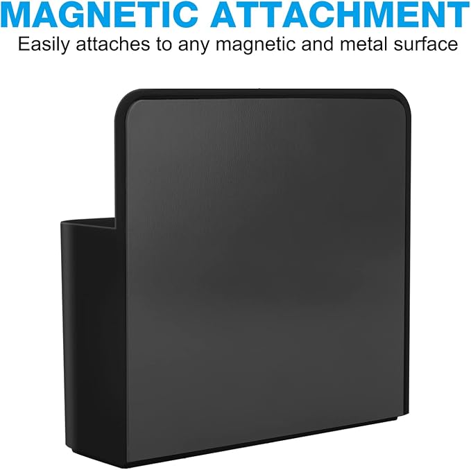 MoKo Magnetic Pen Holder, Pencil Accessories Whiteboard Organizer, Black | Magnetic dry erase marker holder has two compartments and an ABS body for whiteboards, refrigerators and lockers.