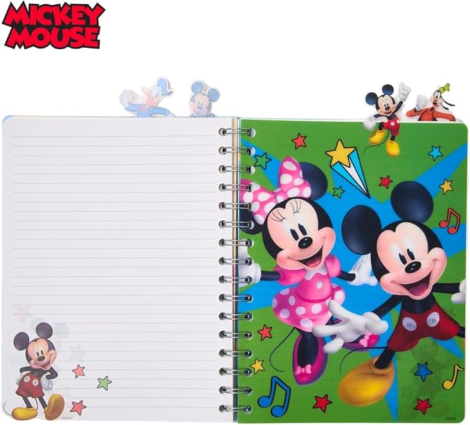Innovative Designs Disney Mickey Mouse Journal Notebook, Spiral Bound, 96 Lined Pages, 8 x 7 inches, Blue
