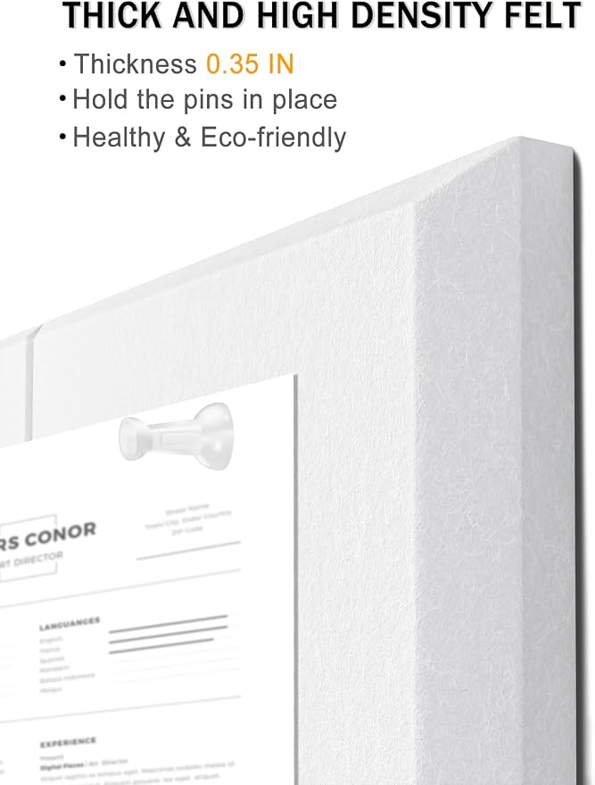Hsurbtra Large Cork Board for Wall 47 x 36 Inch, 12 Pack Felt Bulletin Notice Board with Pushpins for Office Home School Farmhouse Wall Decor, White