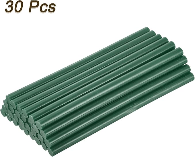 uxcell 30pcs 11mm x 200mm Full Size Hot Glue Gun Sticks 8-inch x 0.43-inch High Sticky Large Hot Glue Sticks for Glue Gun, Dark Green