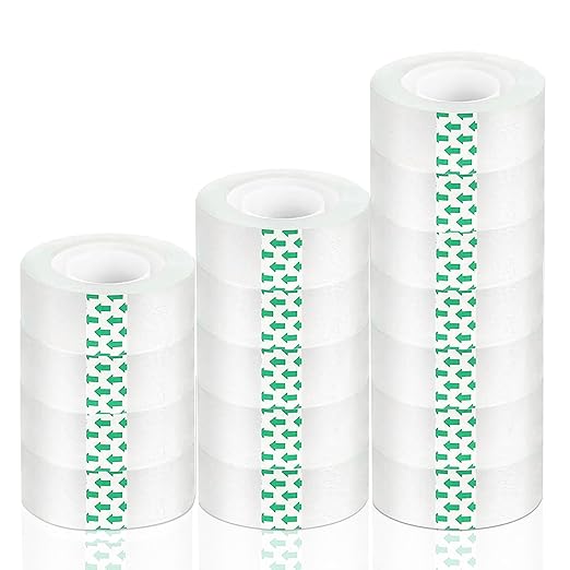 16 Rolls Transparent Tape Refills, Clear Tape, Gift Wrap Tape 3/4 Inch x 1000 Inch, Clear Tape Refill Rolls for Gift Wrapping, Home, School Office Supplies