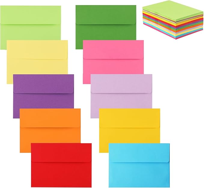 Granhoolm 100 Pack A7 Invitation Envelopes 5.25 x 7 .25 For 5x7 Cards - Peel & Press,Ideal for Invitations,Weddings,Parties,Greeting Cards,Photos(Multicolor)