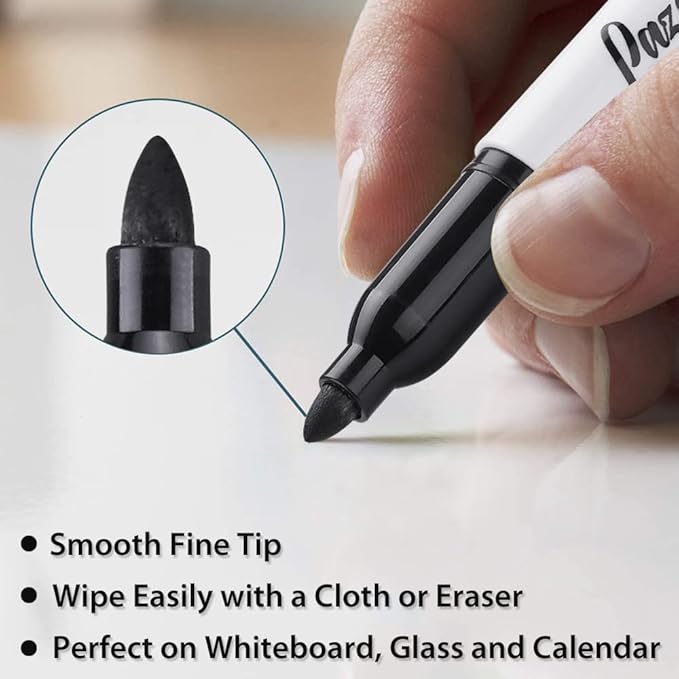 Dry Erase Markers Bulk, 96 Pack Fine Point Tip Black Dry Erase Markers, Low Odor Whiteboard Markers for Back to School, Office, Home, Work On White board & Calendar, Refrigerator.