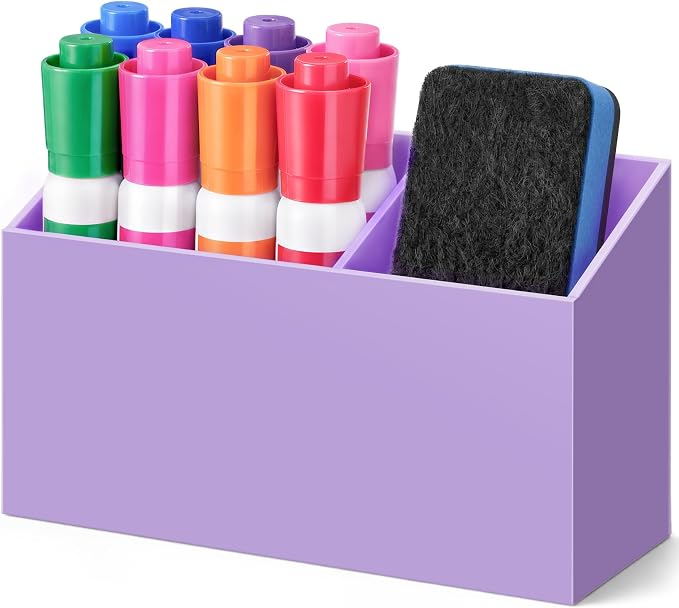 MR.MATE Magnetic Pen Holder, Purple Magnetic Cup for Fridge Whiteboard | Dry Erase Marker Pencil Holder with Acrylic Cup and Strong Magnet, Non-slip Design For Refrigerator Locker Office & Classroom
