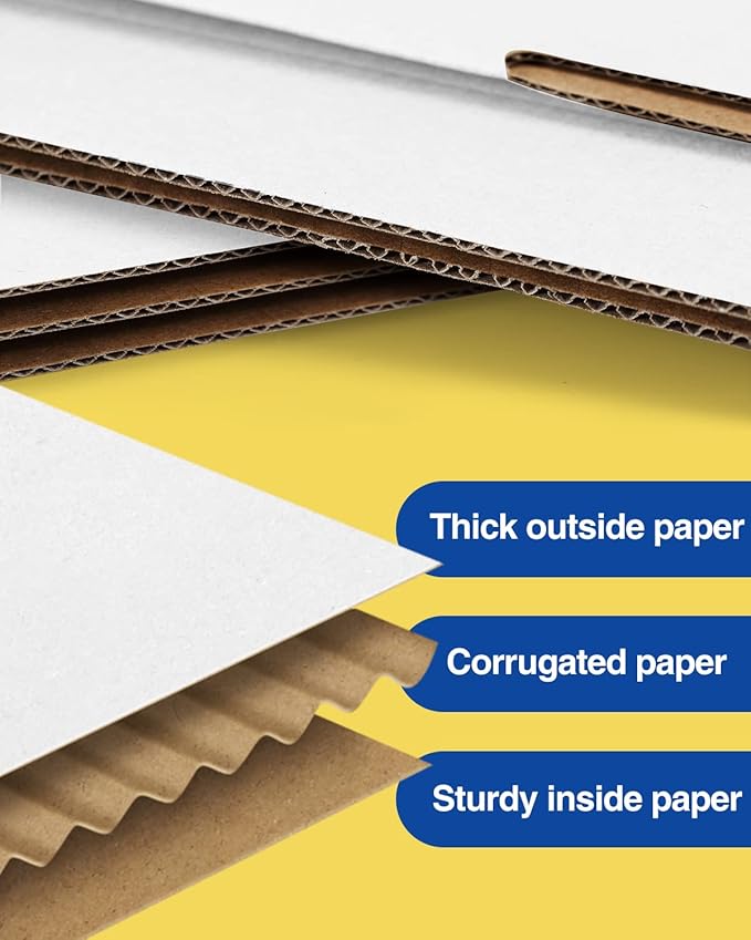 Shipping-Boxes-13x10x2 Inches: 25 Pack-Cardboard-Boxes-for-Packaging, White-Shipping-Boxes-for-Packing-Small-Business, Corrugated Box Mailers for Book Shoes Gift Mailing