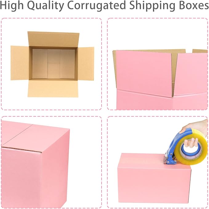 Pink Shipping Boxes Small 6x6x6 Inches, 30 Pack Corrugated Cardboard Boxes for Packaging Small Business Mailing