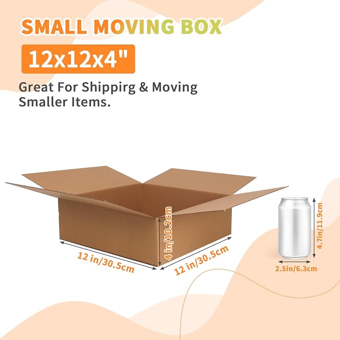 Rempry Brown 12x12x4 Shipping Boxes Set of 15, Corrugated Cardboard Box for Mailing, Packaging Small Business, Kraft Mailer Gift Boxes