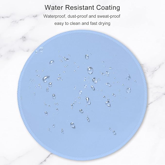Hsurbtra Mouse Pad, Premium-Textured Small Round Mousepad 8.7 x 8.7 Inch Blue, Stitched Edge Anti-Slip Waterproof Rubber Pretty Cute Computer Mat for Office Home Gaming Laptop Men Women Kids