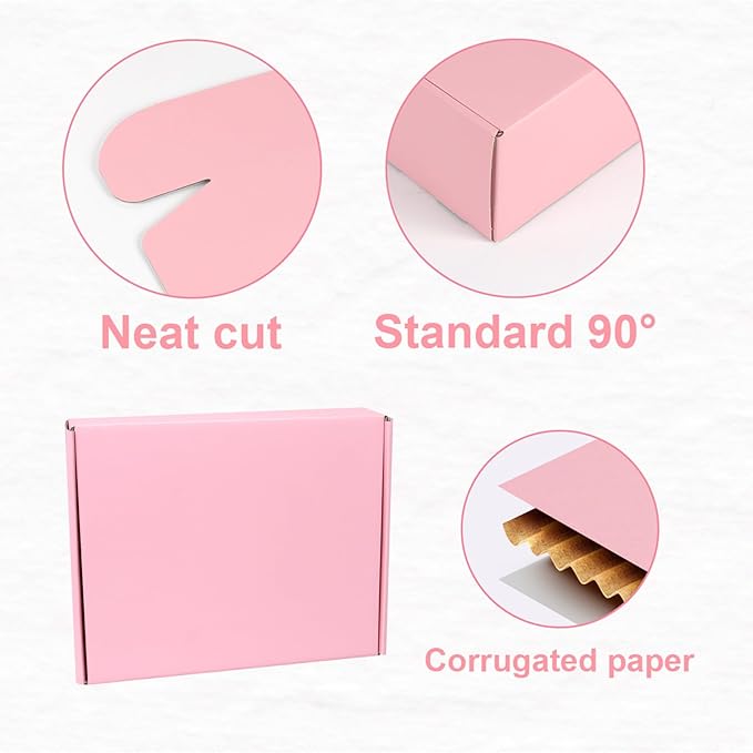 10x8x2 Pink Shipping Boxes 30 Pack, Mailing Boxes for Small Business, Corrugated Cardboard Literature Mailers