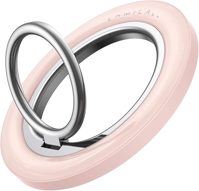 Lamicall for MagSafe Magnetic Phone Ring, Crystal Pink Finger Grip | 360° Smooth Damping Rotation, Ring Holder Stand Kickstand for iPhone 17 16 15 14 13 12 Pro Max Air, Cellphone Accessories