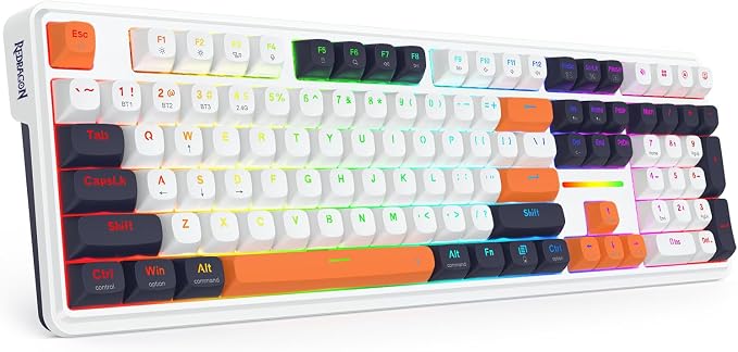 Redragon K745 PRO Wireless 108-Key Gasket RGB Gaming Keyboard, 4 Hotkeys | Extra Shortcut Keys, 0-Delay Tri-Mode, Cushioned Noise Dampening for Creamy Thocky Sound, Unfaded PBT Keycaps, PRO Software