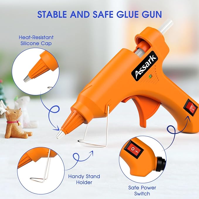 Hot Glue Gun Kit with 30 Glue Sticks, Fast Preheating Hot Melt, High Temp for School Crafts DIY Arts and Quick Home Repairs,20W