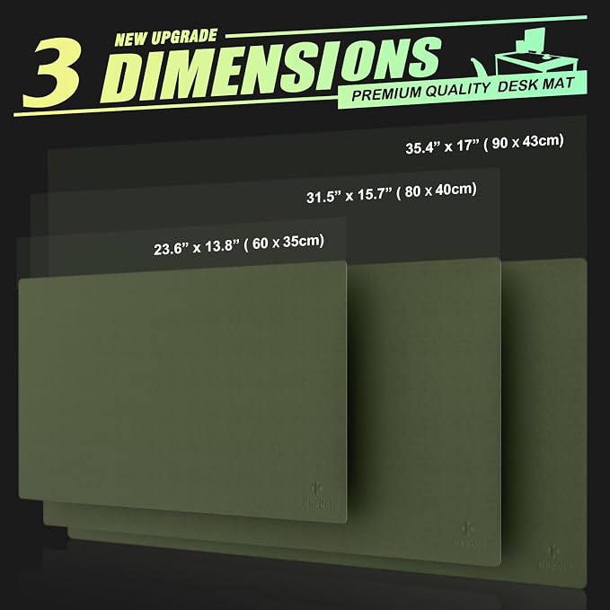 K KNODEL Small Office Desk Mat, Leather Mouse Pad (23.6"x13.8", Dark Green) | Desk Pad, Keyboard Pad, Computer and Laptop Mat, Desktop Protector and Cover, Writing Pad and Blotter for Home Office