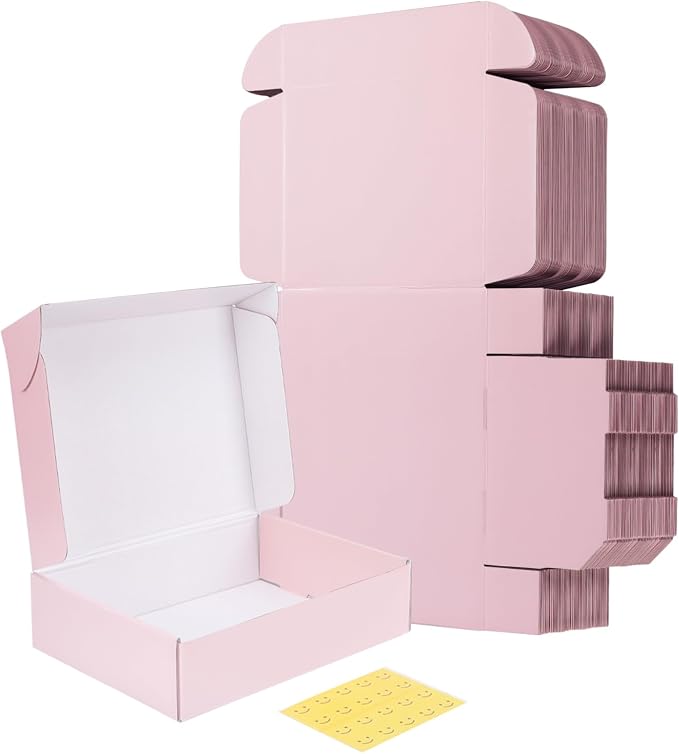 RLAVBL 12x9x3 Shipping Boxes Set of 20, Pink Corrugated Cardboard Box for Packing, Mailing, Business, Gift