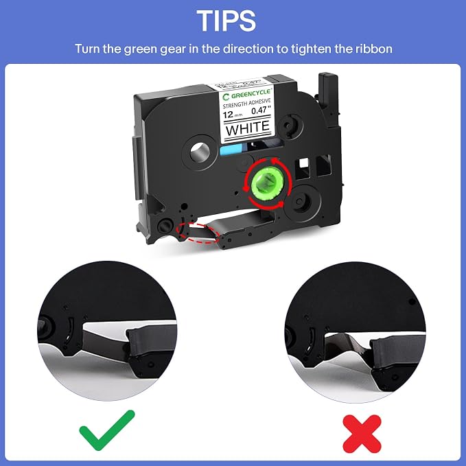 GREENCYCLE 2PK Extra Strength Adhesive Black on White Label Tape Compatible for TZE-S231 TZ-S231 TZeS231 0.47 Inch PT-D210 Labeling Maker