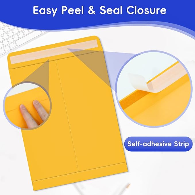 25 Pack 9 x 12 Catalog Mailing Envelopes, Self-Seal Brown Manilla Envelopes | Envelopes Letter Size for Mailing, Organize, storage, Home, Office Business