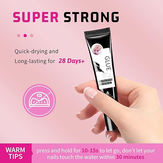 3PCS Semi Solid Nail Glue, Super Strong & Quick Drying Glue for Press On Nails, No UV Lamp Needed, Long Lasting for Acrylic & Fake Nails (15g x3)