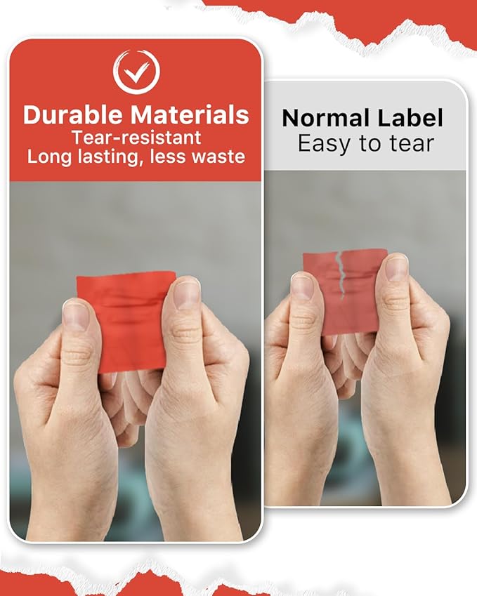 iEager Red Square Thermal Label Stickers, 2"x2" Self-Adhesive Square Direct Thermal Labels with Perforation Line, 500 Sheets/Roll
