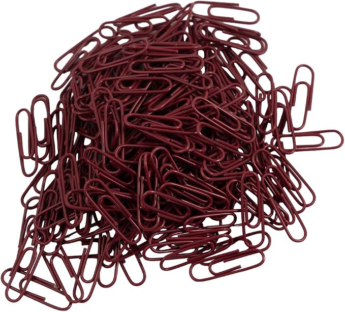 JAM PAPER Colorful Standard Paper Clips - Regular 1 Inch - Burgundy Maroon Paperclips - 100/Pack