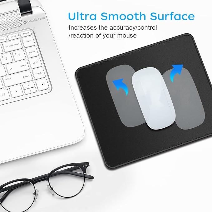 3 Pack Standard Mouse Pad with Stitched Edges, 10.3 x 8.3 in Black | Anti-Fray Stitched Edges,Smooth Lycra Surface,Non-Slip Rubber Base,Machine Washable and Fade-resistant,Suitable for All Mouse