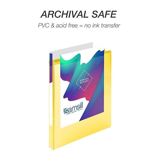 Samsill Durable 0.5 inch 3 Ring Binder, D Ring Binder, 100% Recycled Chipboard, Yellow