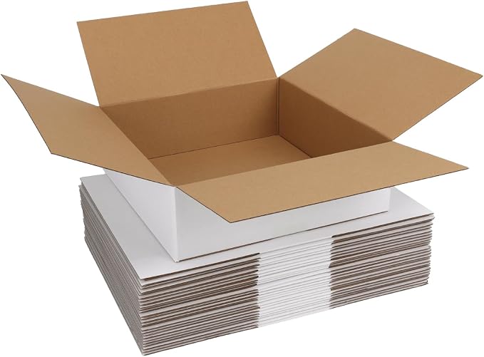 WIFTREY 12x12x4 inches White Shipping Boxes Pack of 15, Corrugated Cardboard Boxes 12 x 12 x 4 for Packaging Small Business, Moving, Mailing